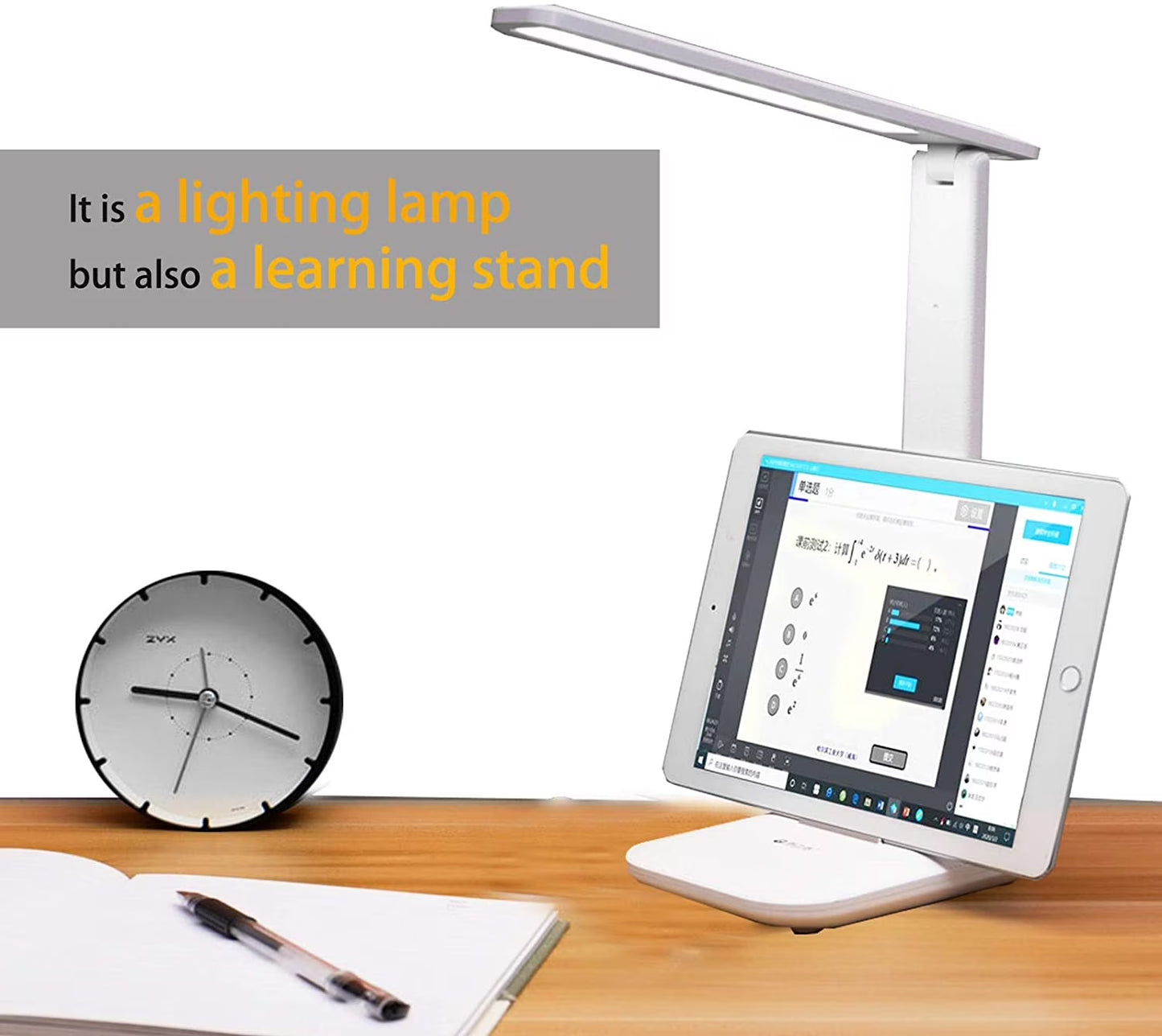 LED Desk Lamp with Adjustable Brightness Level for Eye Protection, Touch Controls, USB Charging, White