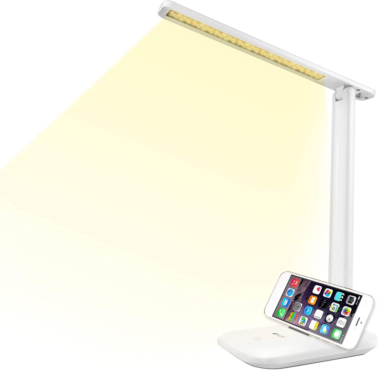 LED Desk Lamp with Adjustable Brightness Level for Eye Protection, Touch Controls, USB Charging, White