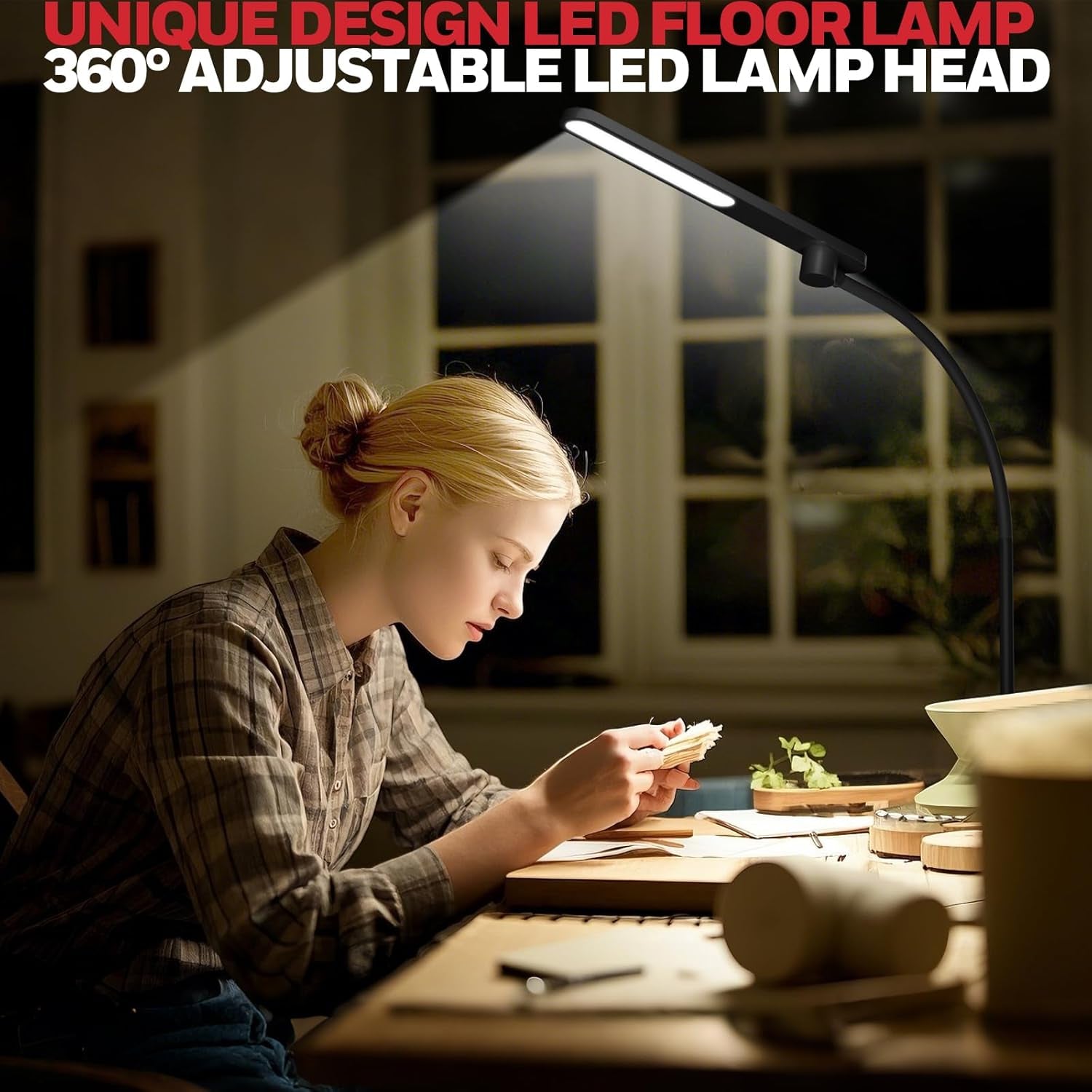F4 LED Floor Lamp+ H4 Desk Lamp for Home Office