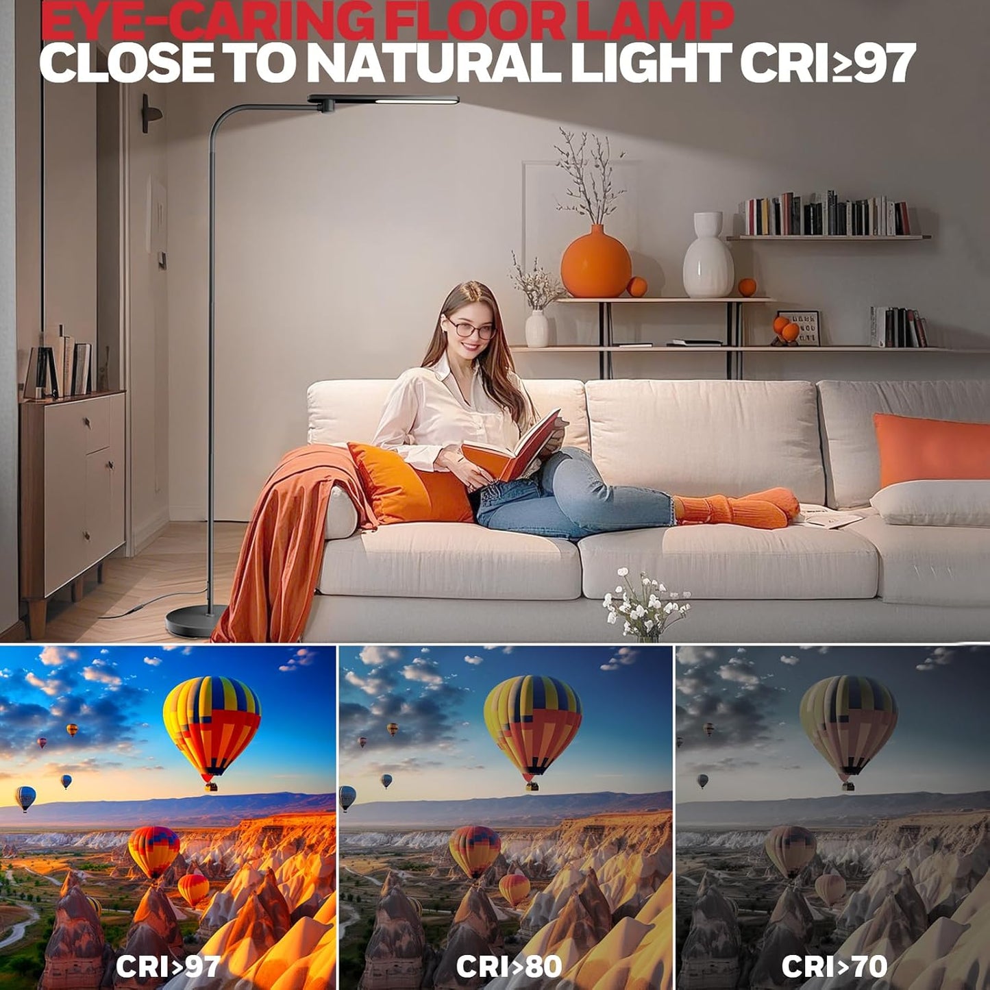 F4 LED Floor Lamp+ H4 Desk Lamp for Home Office