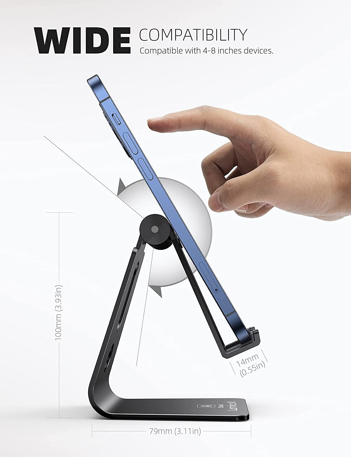 Aluminum Cell Phone Stand, Adjustable Desk Phone Holder for Iphone