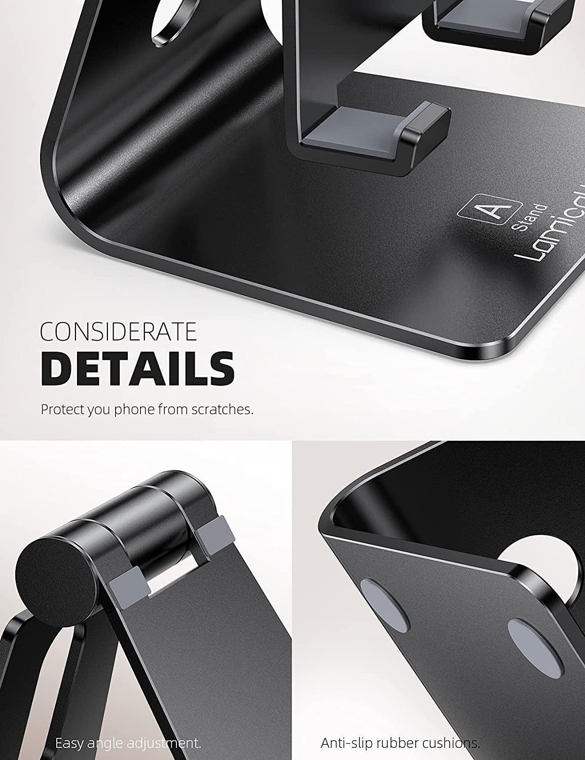 Aluminum Cell Phone Stand, Adjustable Desk Phone Holder for Iphone