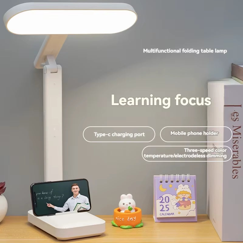 A Multifunctional LED Desk Lamp for Study Dormitory, Rechargeable Reading Desk Lamp, LED Desk Lamp, Folding Desk Lamp for Bedroo