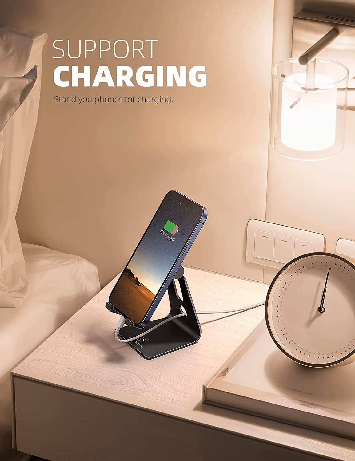 Aluminum Cell Phone Stand, Adjustable Desk Phone Holder for Iphone