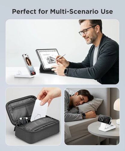 3-in-1 Foldable Wireless Charging Station - Compatible with iPhone 17/16/15/14/13/12 Pro Max, Apple Watch, and AirPods, White