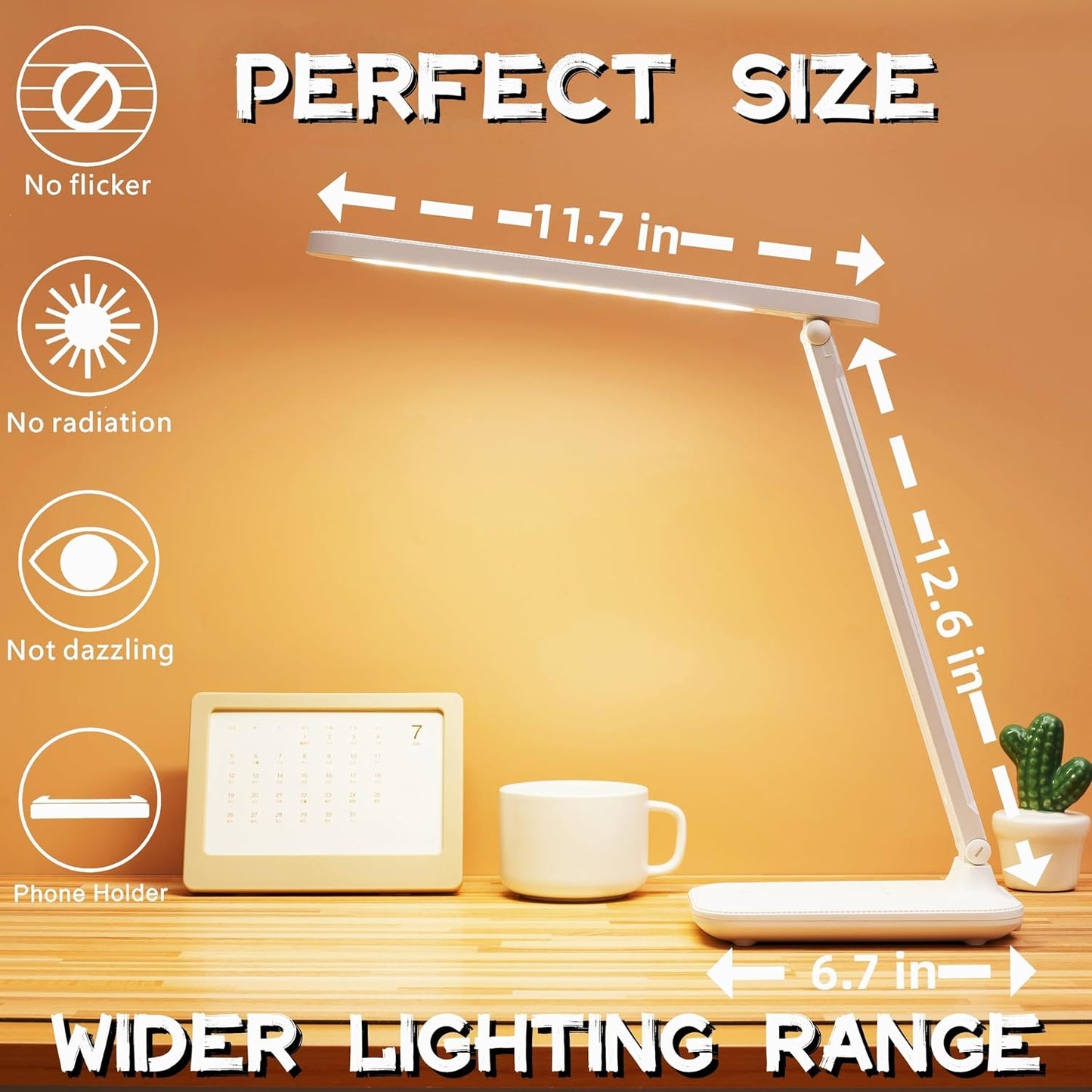 Led Desk Lamp Dimmable Desk Light Reading Lamp 3 Lighting Modes, Eye Protection Accessories, Study Desk Lamp Equipped USB Charger Suitable for Home Office Is for Gift Giving